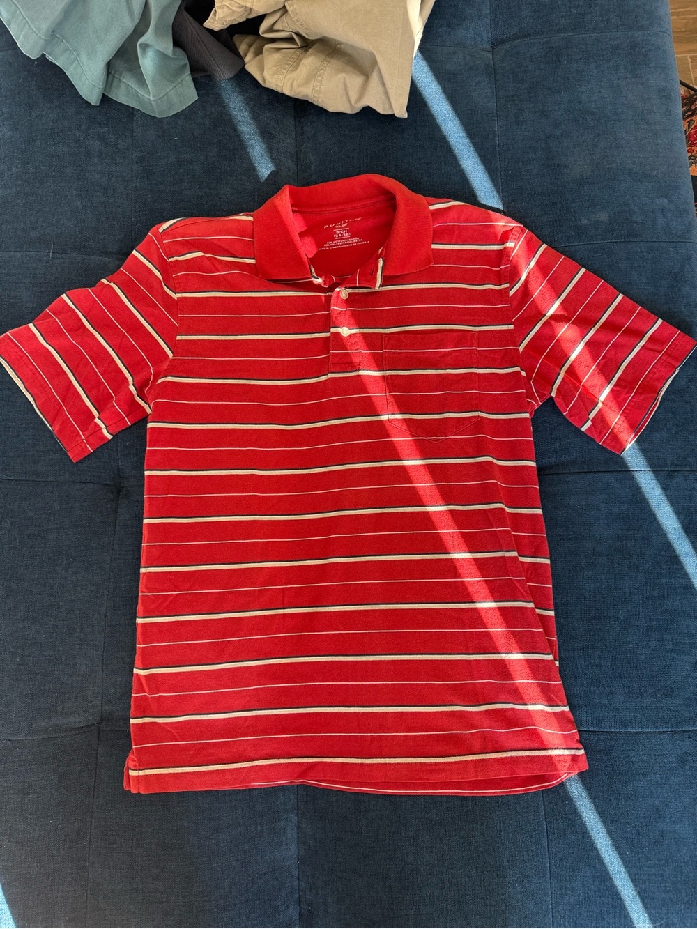Puritan Red Polo with White Stripes